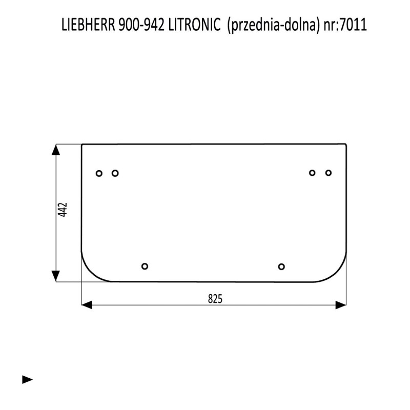 LIEBHERR 900-942 LITRONIC szyba przednia dolna