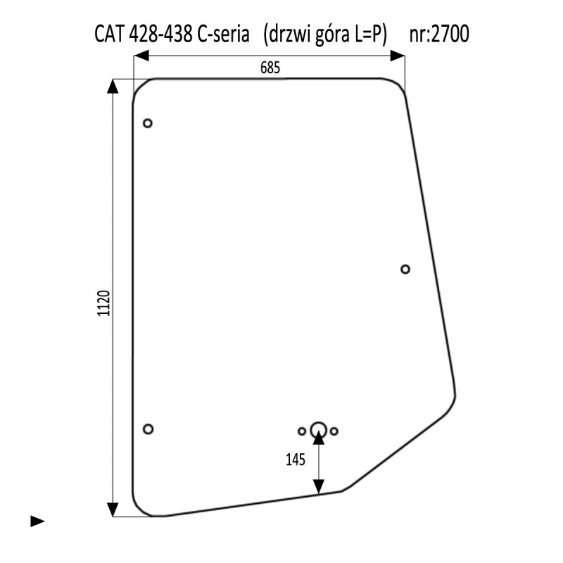 CAT 428C - 438C szyba drzwi lewa prawa