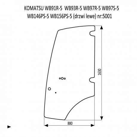 KOMATSU WB91R-5  WB93R-5  WB97R-5  WB97S-5  WB146PS-5  WB156PS-5  szyba drzwi lewe